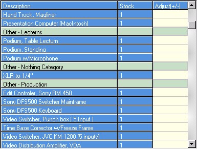 configuration stock adjust